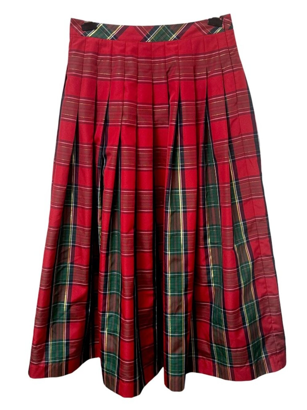 Talbots Holiday Maxi Skirt Size 10 Red Gold Plaid Preppy Christmas Full Maxi - Picture 3 of 12